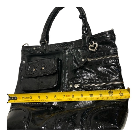 Vintage Brighton Black Patent Leather Shoulder Hand Bag - Picture 11 of 13